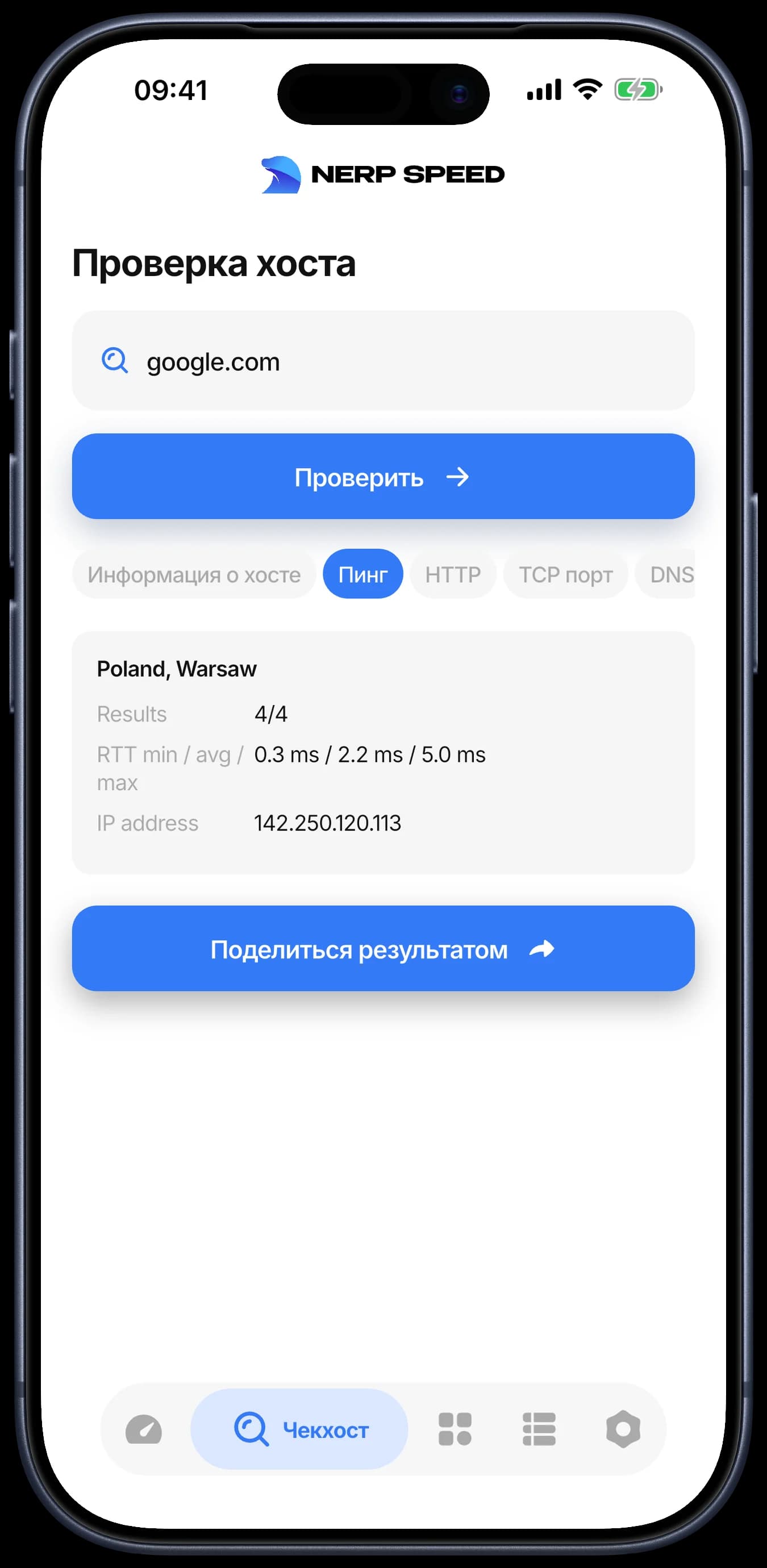 Серия TCP-пингов